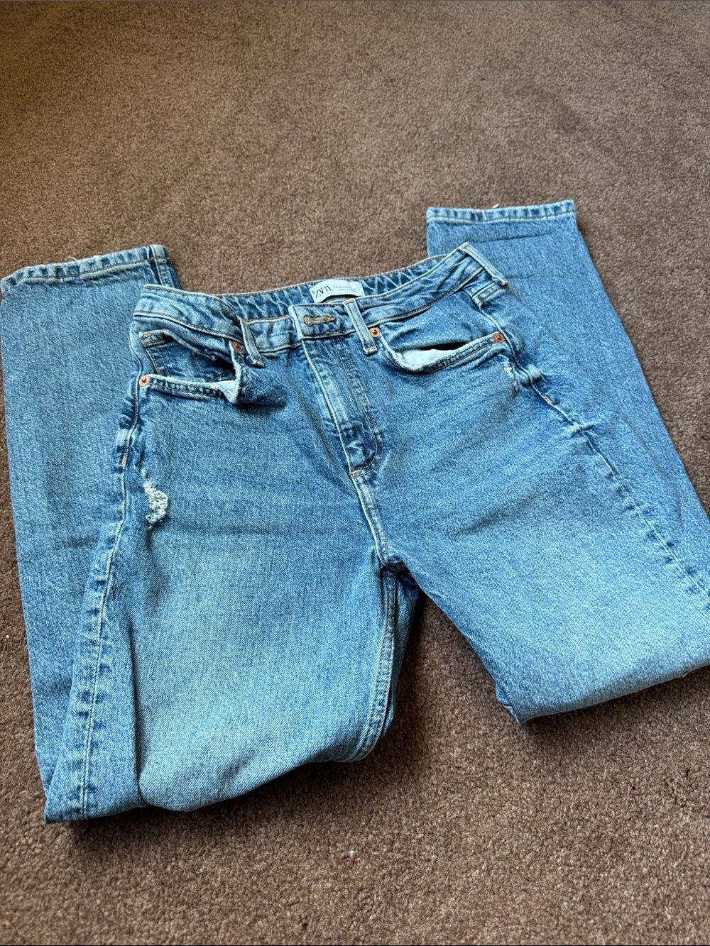 Zara Straight Jeans in Light Blue Denim